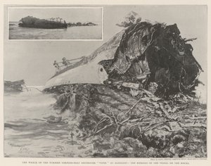 Het wrak van de Turbine Torpedo-bootvernietiger Viper bij Alderney, de resten van het schip op de rotsen door Henry Charles Seppings Wright